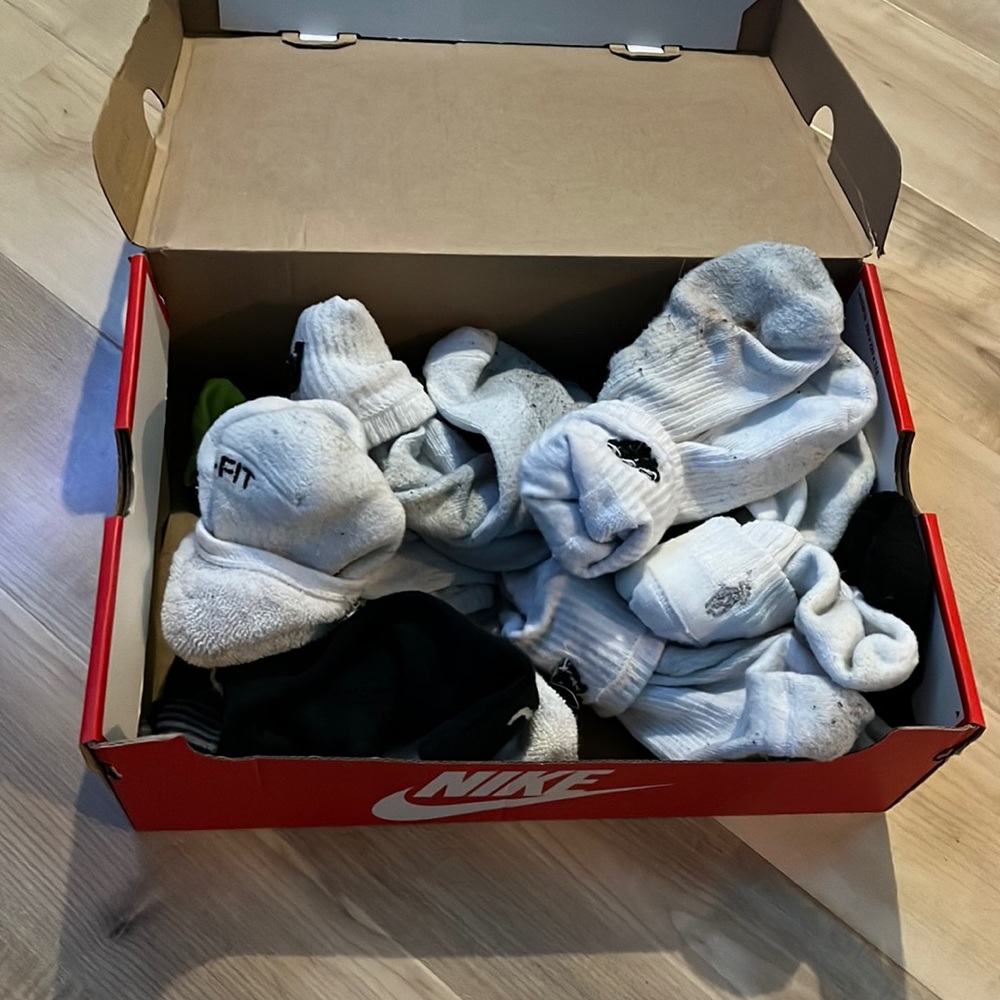 Box of Nike & Adidas socks